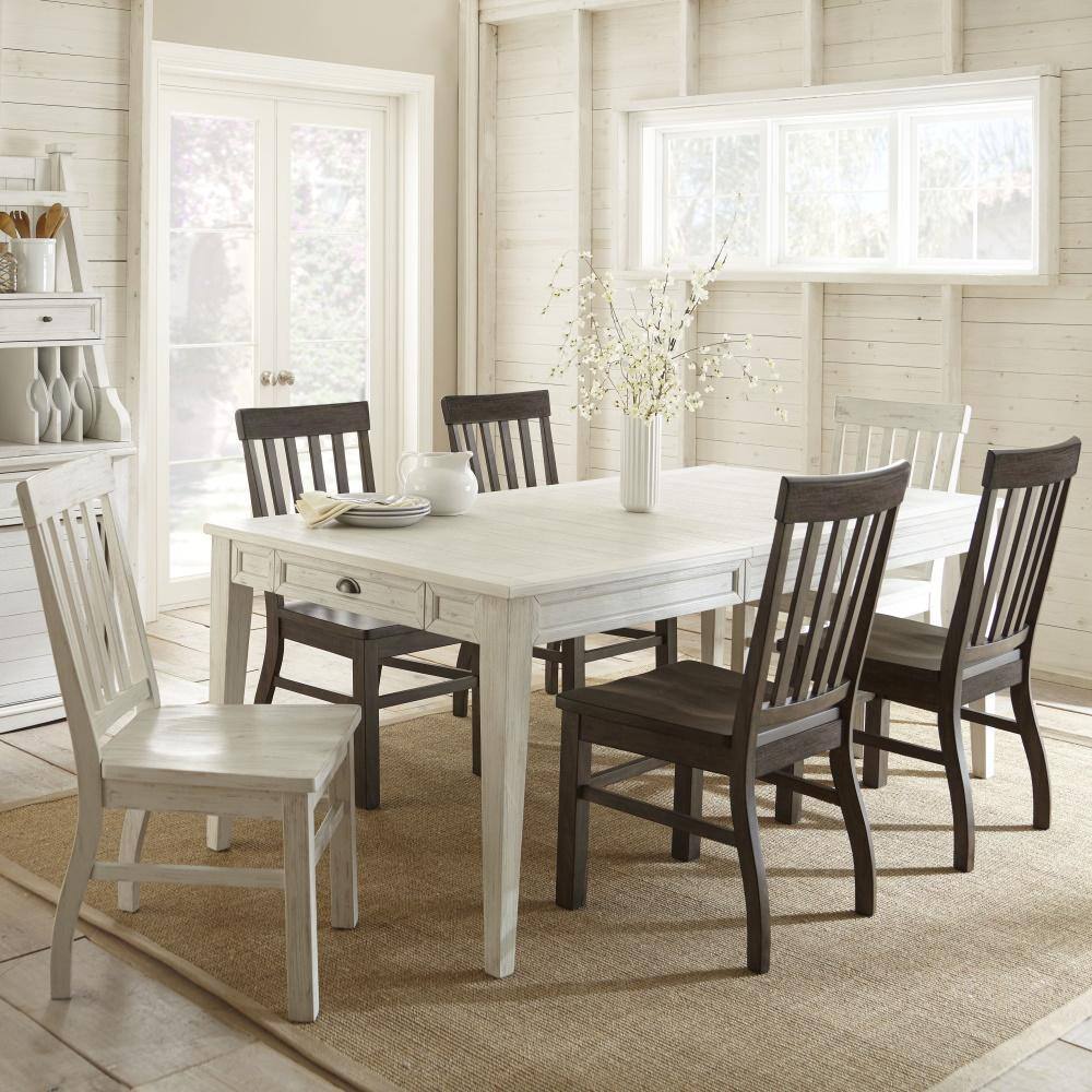 Cottage Charm Antique White Extendable Dining Table with Storage