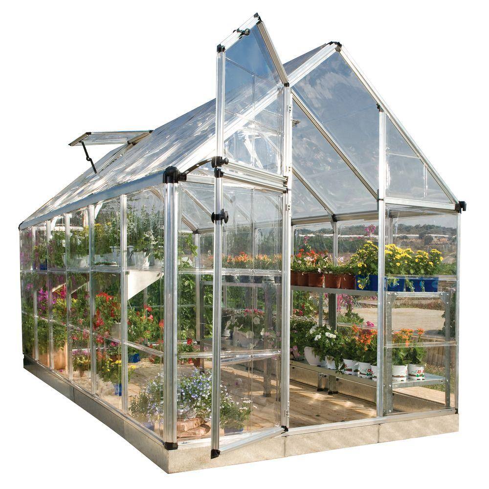Canopia By Palram Snap And Grow 6 Ft X 12 Ft Silver Clear Diy Greenhouse Kit The Home Depot