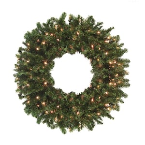 8 ft. Pre-Lit High Sierra Pine Commercial Artificial Christmas Wreath - Clear Lights