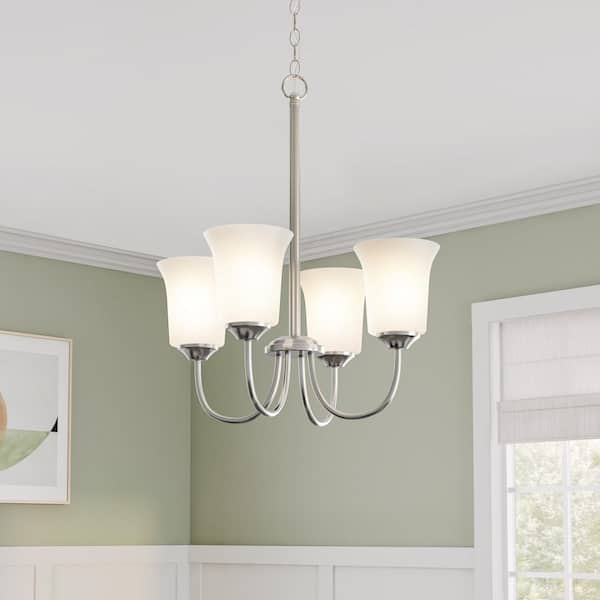 Bronson 3-Light Brushed Nickel Transitional Shaded Chandelier for Dining Areas with No Bulbs Included