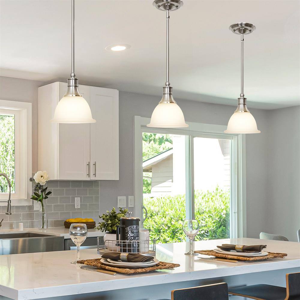 Ellie 8" Modern Mini Pendant Light with Frosted Glass & Brushed Nickel Finish