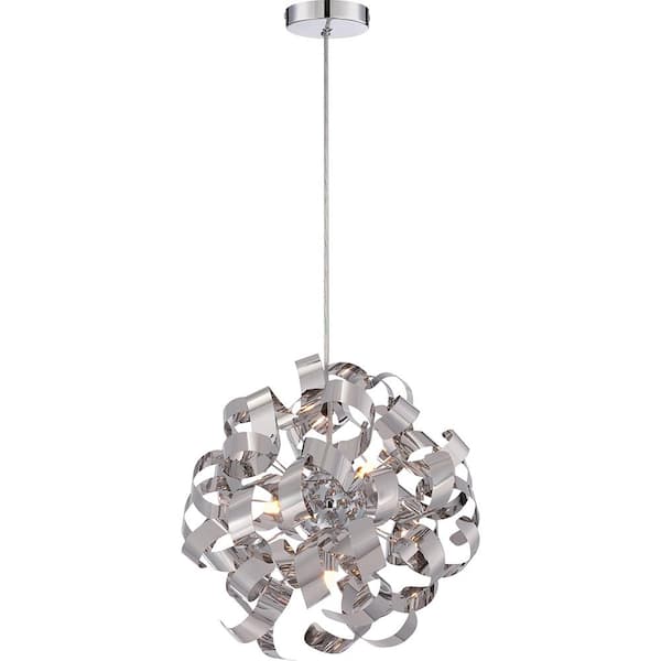 Ribbons 5-Light Polished Chrome Pendant