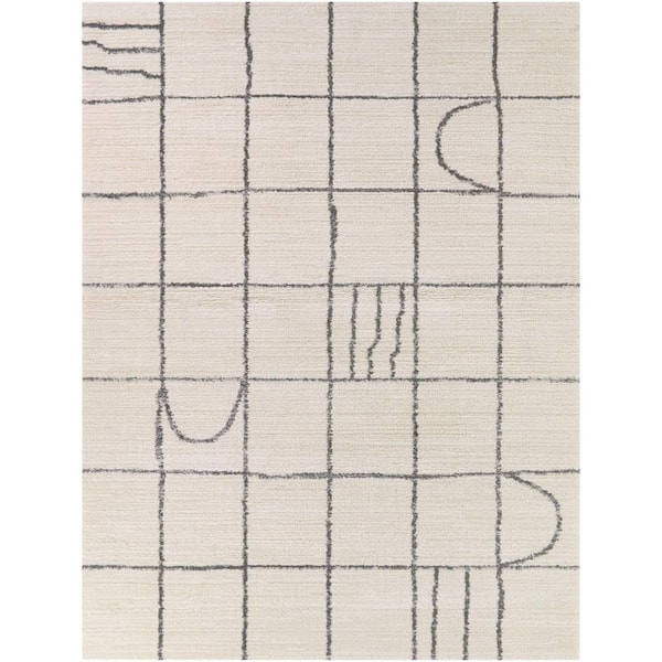 Melaneus Cream/Charcoal 8 ft. x 10 ft. Modern Geometric Area Rug