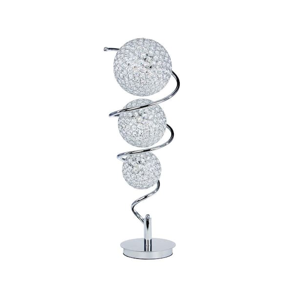 Finesse Decor Crystal Sphere 30 in. Chrome Vertical LED Light Table Lamp for Living Room with Crystal Shade