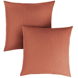 Sunbrella Canvas Persimmon Square Indoor/Outdoor Throw Pillow (2-Pack)