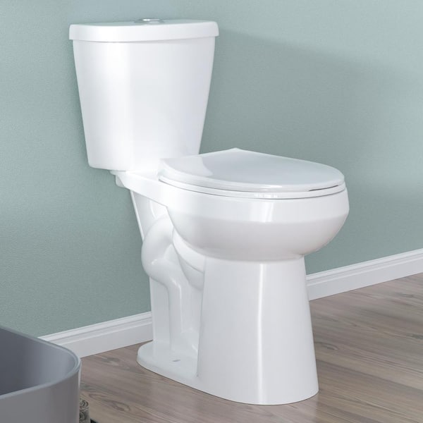 HOMLYLINK 21 in. Tall 2-Piece Toilet 1.1 GPF/1.6 GPF High Efficiency Dual Flush Round Toilet in White Soft Close Seat 12 Rough in