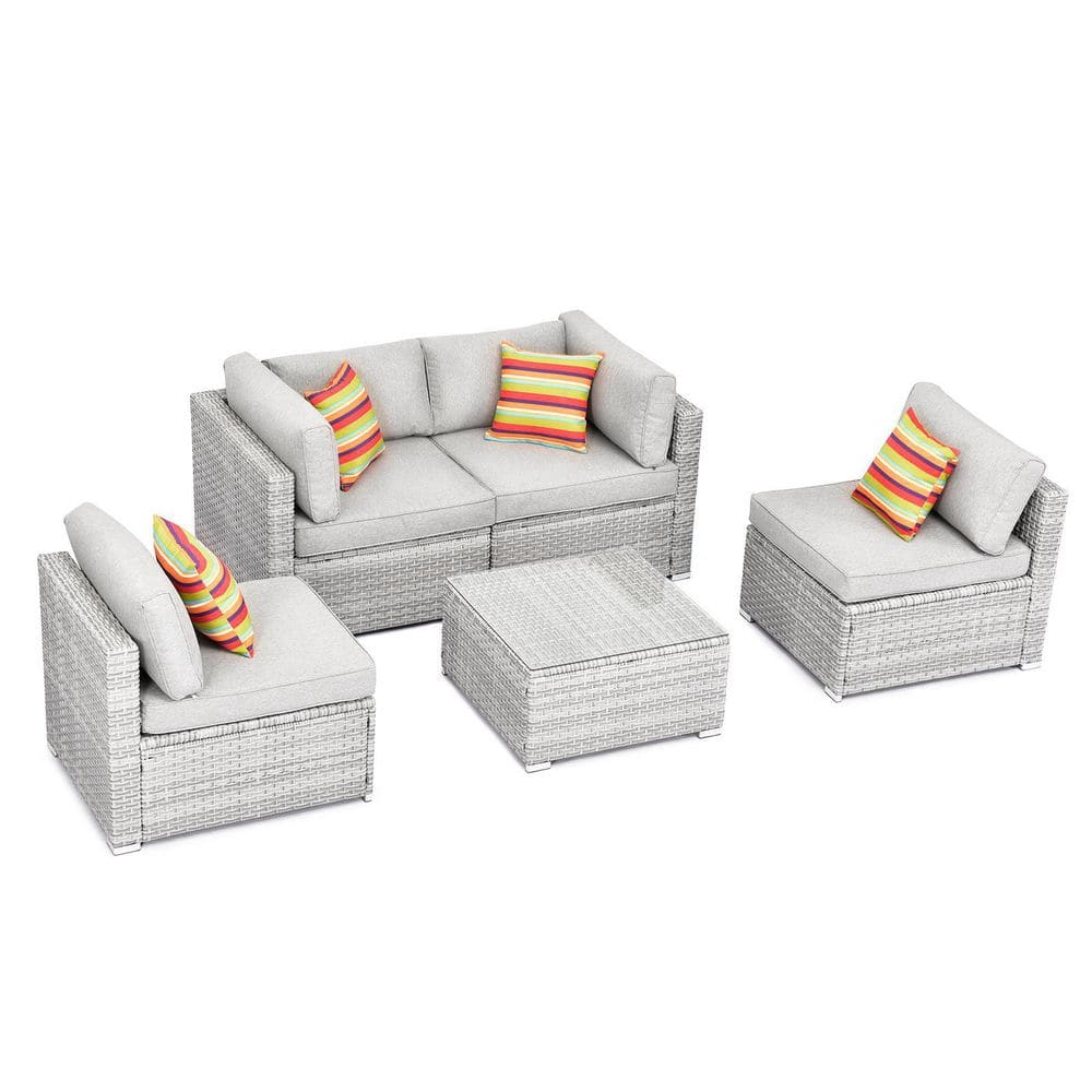 DIRECT WICKER Aaron 5Piece Wicker Patio Conversation (Set 4) Seats and