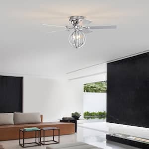 Light Pro 52 in. Indoor Silver Standard Ceiling Fan with Remote Control,Blade Span 24 in.(No bulbs Include)