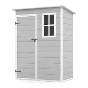 5 ft. W x 3 ft. D Outdoor Storage Gray Plastic Shed with Sloping Roof and Double Lockable Door (13 sq. ft.)