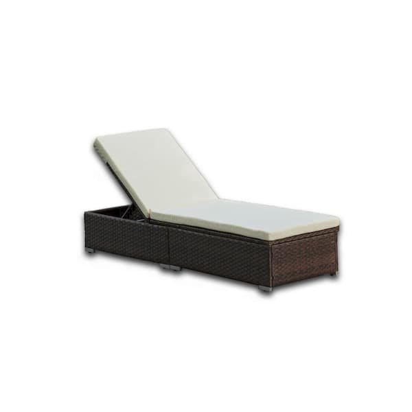 Brown Modern Wicker Outdoor Chaise Lounge With Beige Cushions S100MC02   Outdoor Chaise Lounges S100mc02 64 600 