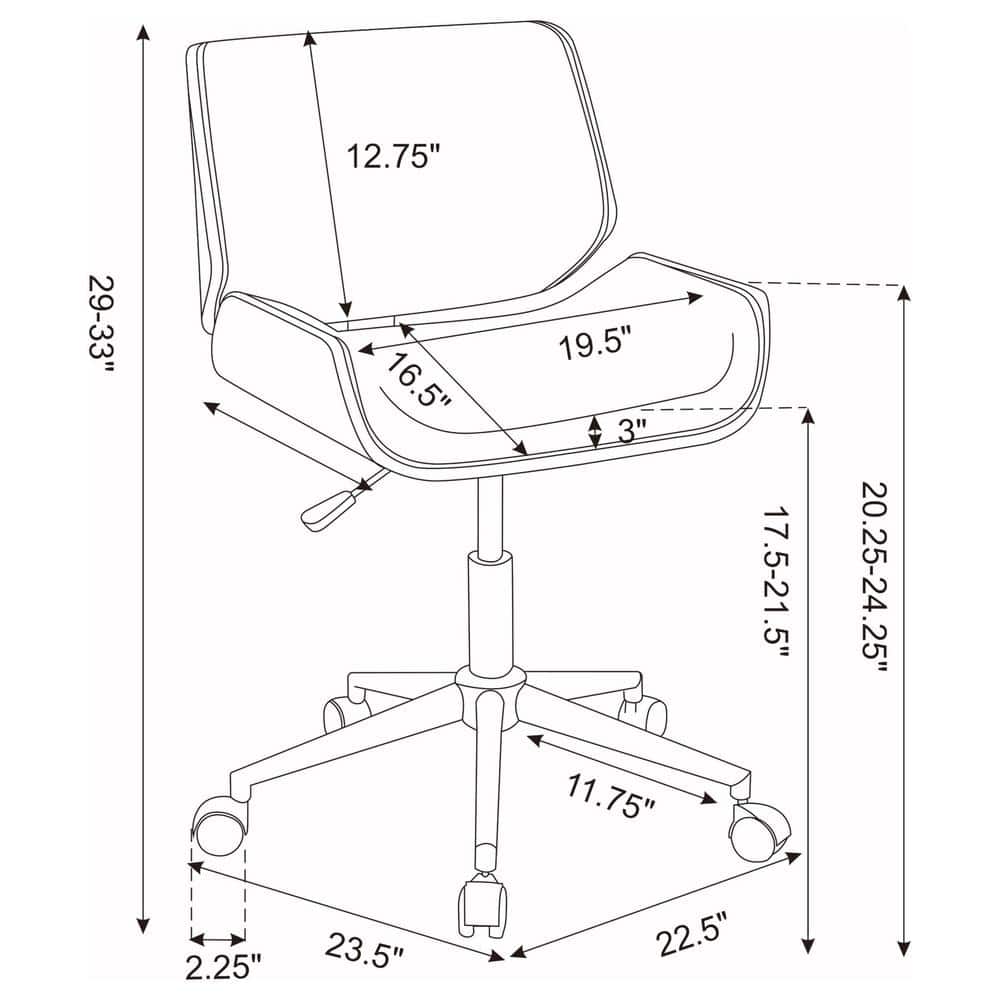 Ecru Leatherette and Walnut Swivel Desk Chair