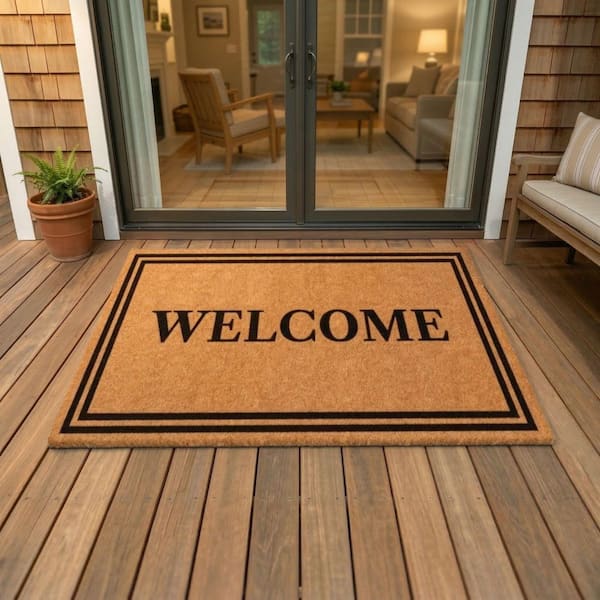 Welcome Coir 30 in. x 48 in. Indoor/Outdoor Non-Slip Entry Mud Mat, Brown