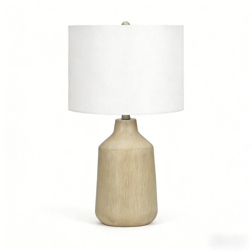 24 in. White Concrete Table Lamp with Smooth Finish and Ivory Fabric Drum Shade for Living Room, Bedroom and Office price history on PriceWatchPro