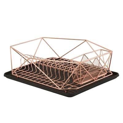 14.04 in.L x 9.95 in. W x 10.34 in. H Pink Standing Metal Kitchen Dish Rack with Pallet