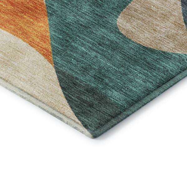 Mayfield Premium Machine Washable Abstract AMF2186 Orange 9 ft. x 12 ft. Area Rug