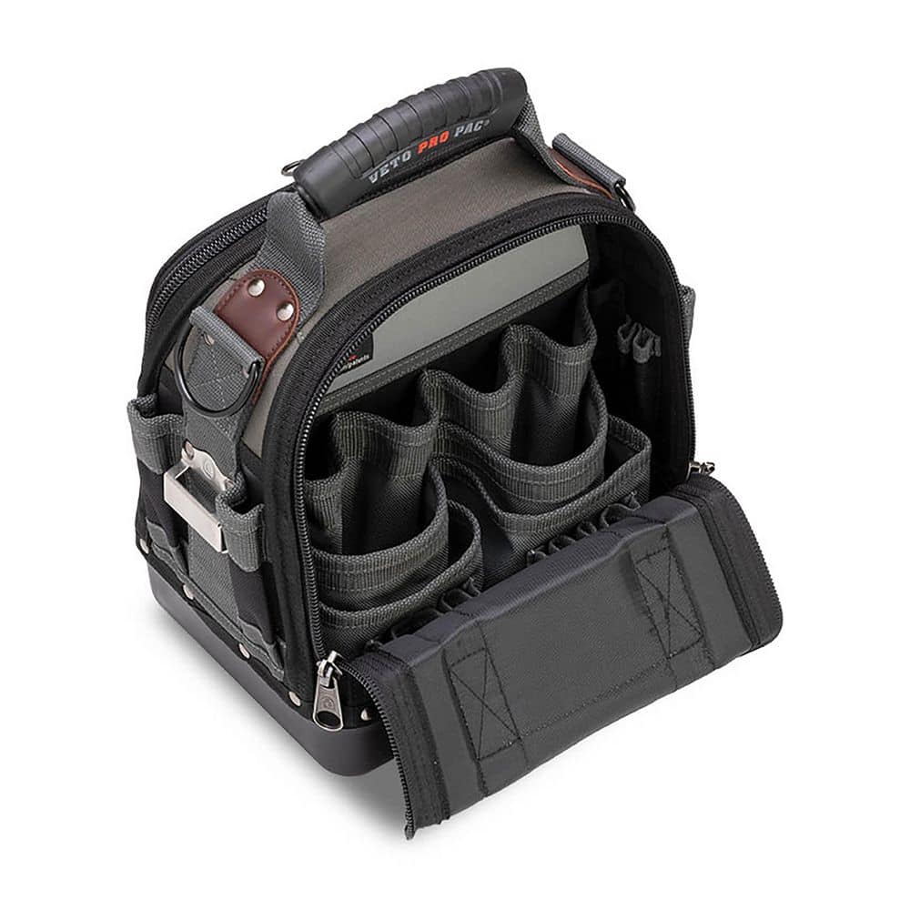 Compact Ergonomic 38-Pocket Tech Tool Bag with Padded Shoulder Strap