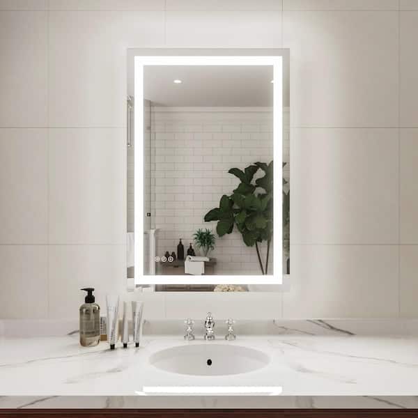niveal Iris 24 in. W x 36 in. H Rectangular Frameless LED Wall Bathroom Vanity Mirror in Silver