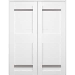 Imma 48" x 84" Both Active 2-Lite Bianco Noble Composite Wood Double Prehung French Door
