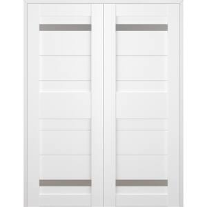 Imma 72" x 84" Both Active 2-Lite Bianco Noble Composite Wood Double Prehung French Door