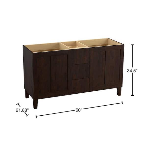 KOHLER Poplin 60 in. W x 22 in. D x 35 in. H Bathroom Vanity Cabinet without Top in Claret Suede