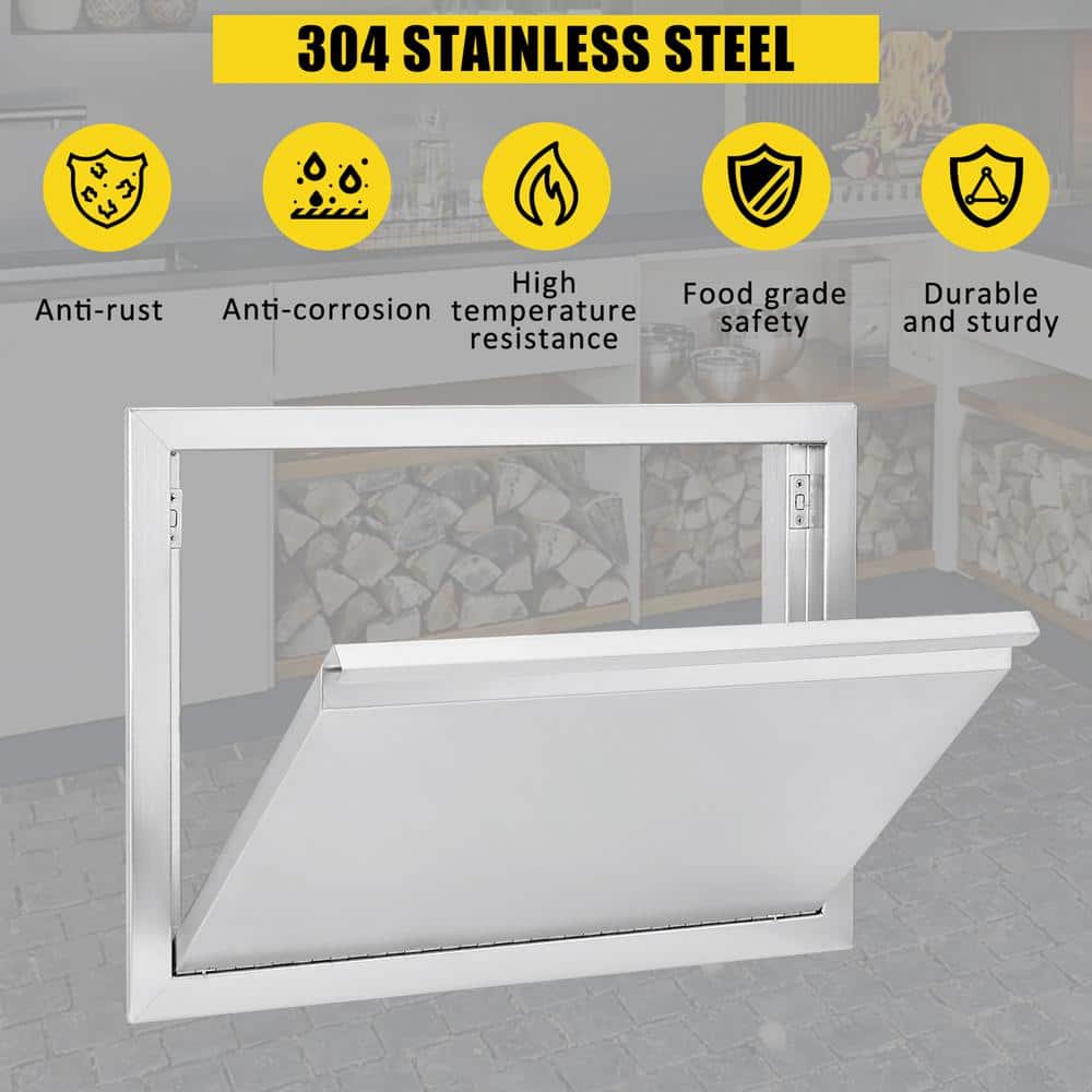 17 in. Wide Stainless Steel Outdoor BBQ Access Door with Handle