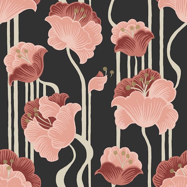York Wallcoverings Shirley Coral Deco Floral Peel and Stick Wallpaper