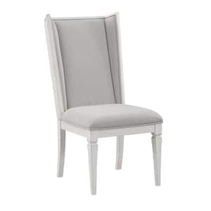 Katia Light Gray Linen and Weathered White Finish Linen Side Chair (Set of 2) with No Additional Features