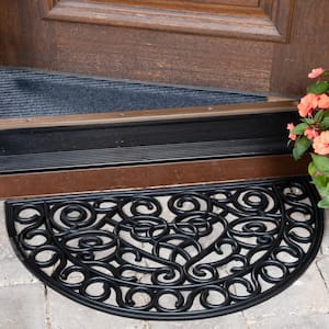 Easy clean, Waterproof Non-Slip Indoor/Outdoor Rubber Doormat, 18 in. x 30 in., Black Semi Iron