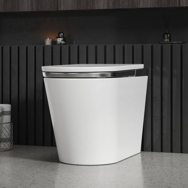 L-D Elongated Smart Toilet 1.34 GPF in Silver Seat with Auto Open/Close, Auto Flush and Heated Seat