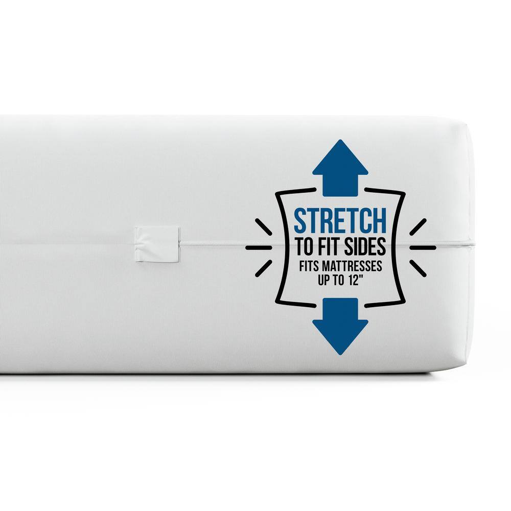 Queen White Polyester Waterproof Zippered Mattress Protector