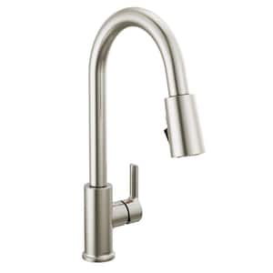 Flute Single Handle Pull Down Sprayer Kitchen Faucet in Stainless