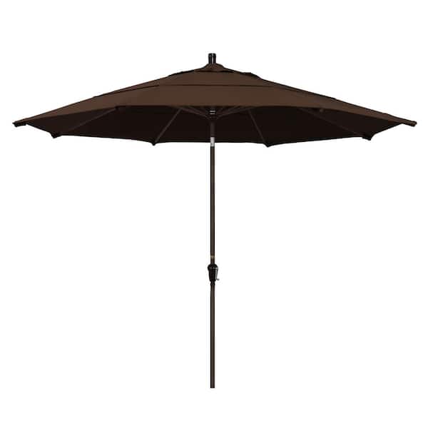 California Umbrella 11 ft. Bronze Aluminum Market Auto Tilt Patio Umbrella in Mocha Pacifica