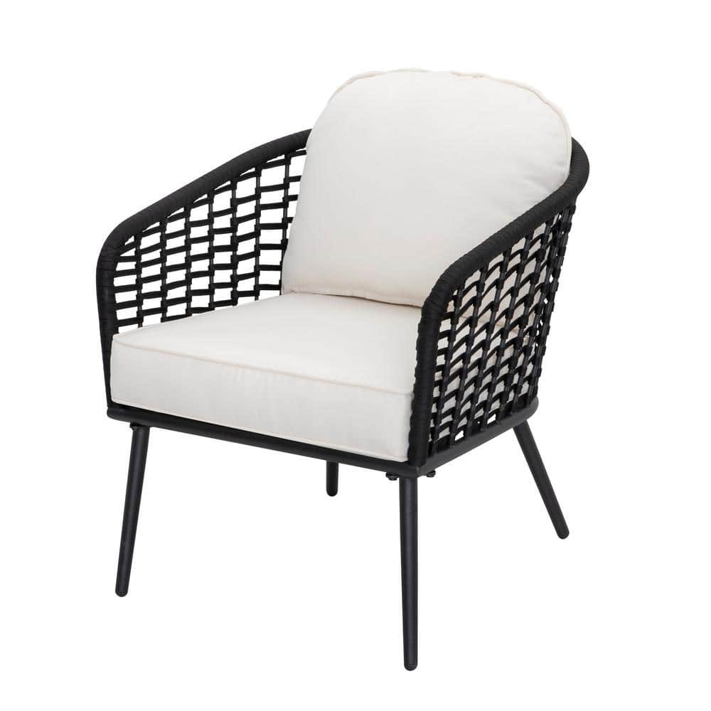 Nuu Garden 3-Piece Aluminum Outdoor Dining Patio Bistro Set with White Cushion - 3