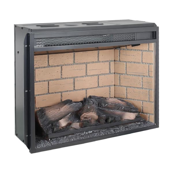 24 in. 1500-Watt Black 5000 BTU Recessed Electric Fireplace Utility Convection Infrared Space Heater with Remote