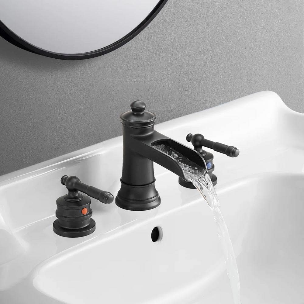 8 in. Widespread Double Handle Bathroom Faucet in Matte Black price history on PriceWatchPro