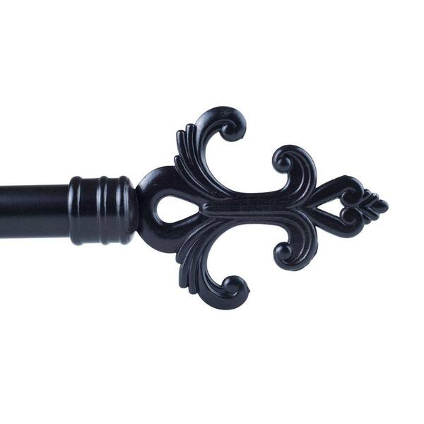 Lavish Home 48 in. - 86 in. Telescoping 3/4 in. Single Curtain Rod in Rubbed Bronze with Fleur Finial