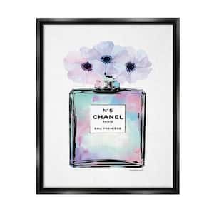 Purple Flower Perfume Glam Fashion Design by Amanda Greenwood Floater Frame Nature Wall Art Print 31 in. x 25 in.