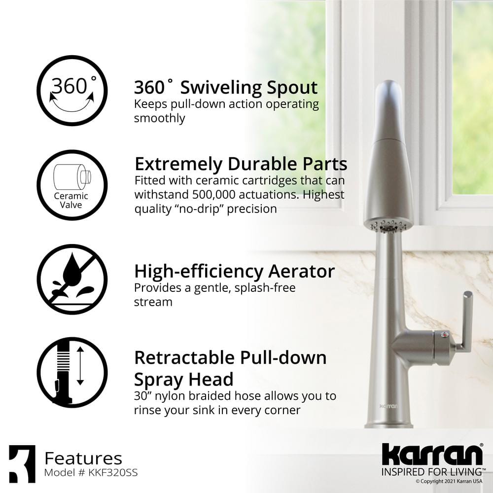 Stainless Steel Single Handle Pull Down Sprayer Kitchen Faucet