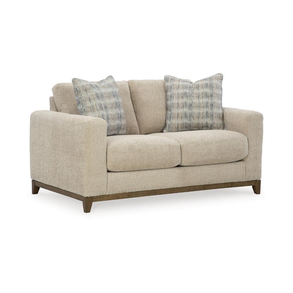 67 in. Gray and Brown Solid Print Polyester 2-Seater Loveseat with 2 Pillows price history on PriceWatchPro