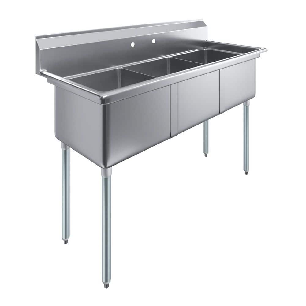 59 in. x 23.5 in. Stainless Steel 3-Compartment Sink with 18 in. x 18 in. Bowls price history on PriceWatchPro