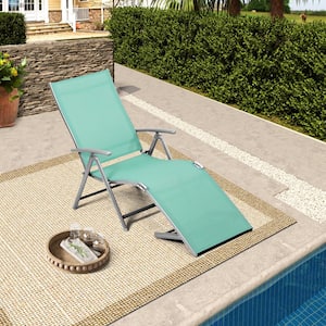 1-Piece Adjustable Aluminum Outdoor Chaise Lounge in Green