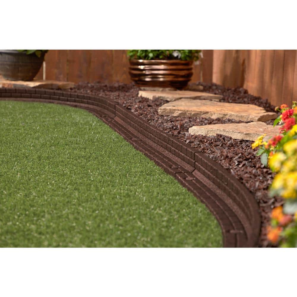 4 ft. Brickface Rubber Landscape Lawn Edging (Set of 6)