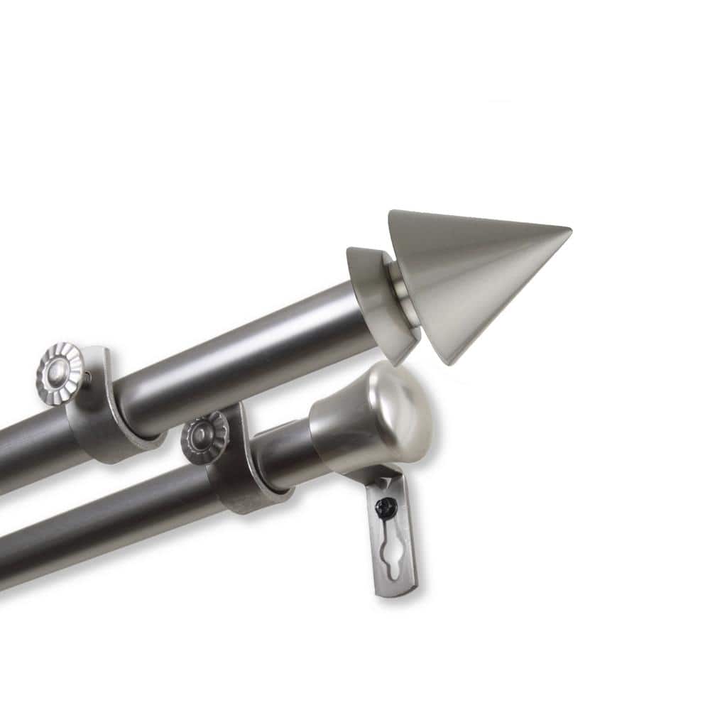 28 in. to 48 in. Adjustable 13/16 in. Bruno Double Curtain Rod Satin Nickel