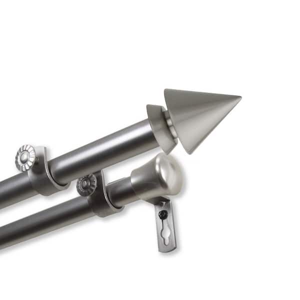 Unbranded 28 in. to 48 in. Adjustable 13/16 in. Bruno Double Curtain Rod Satin Nickel