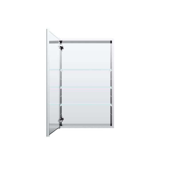 24 in. W x 32 in. H Rectangular Frameless Aluminum Chrome Recessed or Surface Mount Medicine Cabinet with Mirror