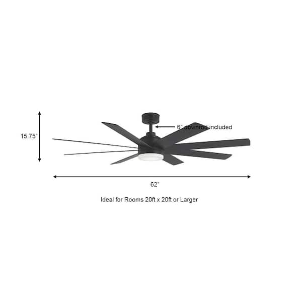 Celene II 62 in. Indoor/Outdoor Matte Black DC Motor Ceiling Fan with Adjustable White Integrated LED w/ Remote Included