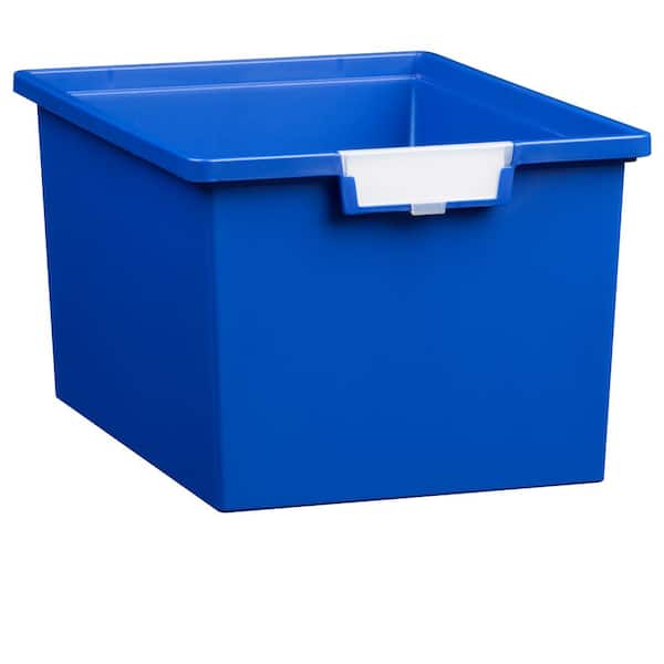 Unbranded 5.5 Gal. 9 in. Slim Line Triple Depth Storage Tote in Primary Blue