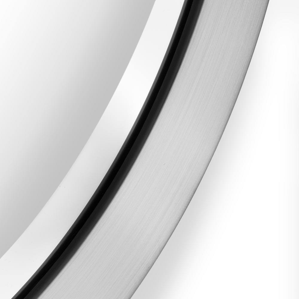 Brushed Nickel Oval Wall Mirror with Silver Frame