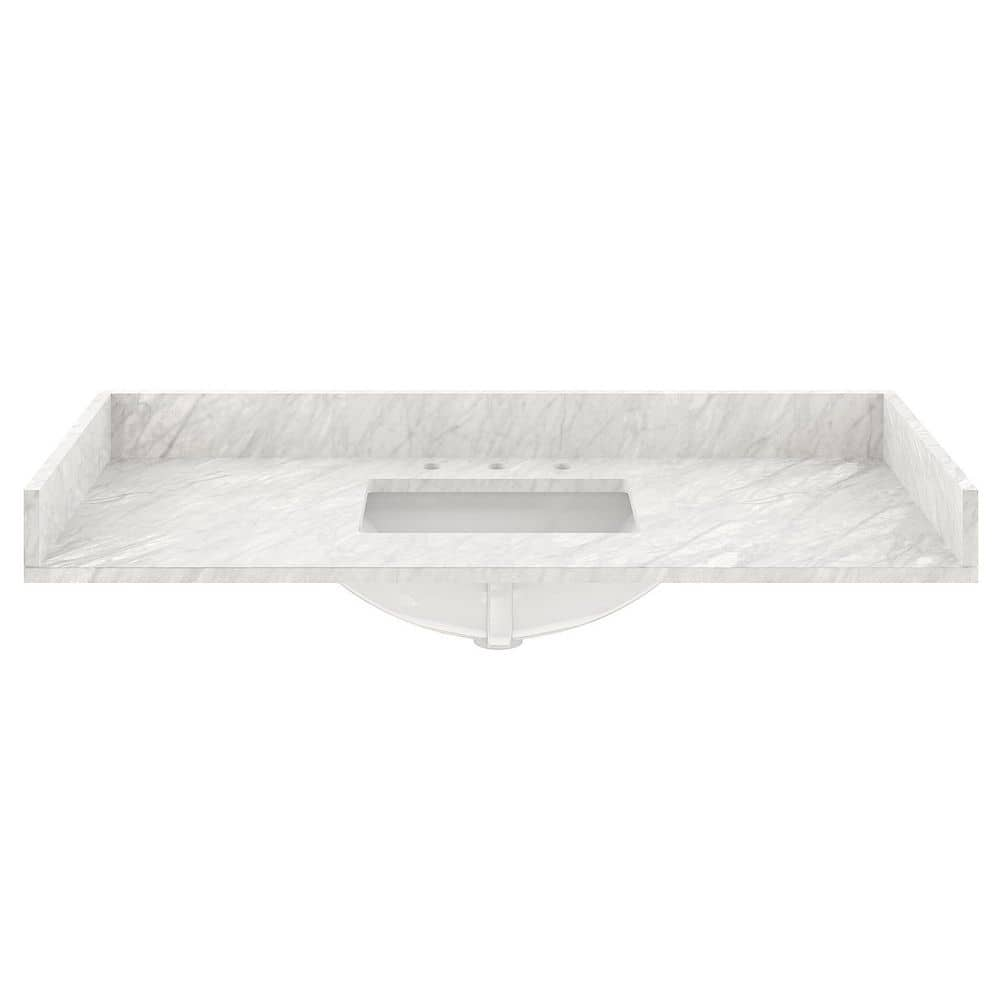 CASAINC 49 In W X 22 In D Italian Carrara Natural Marble Bathroom   Casainc Bathroom Vanity Tops Ca49wm St 64 1000 