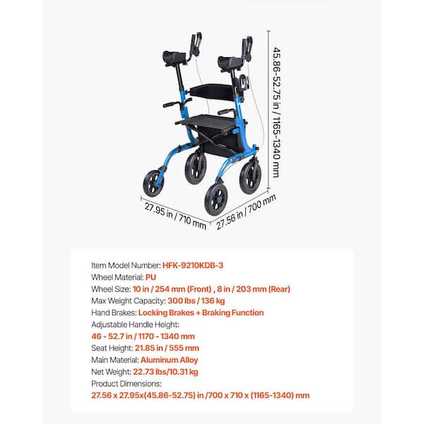 SKYSHALO Foldable Rollator Walker with Seat for Seniors